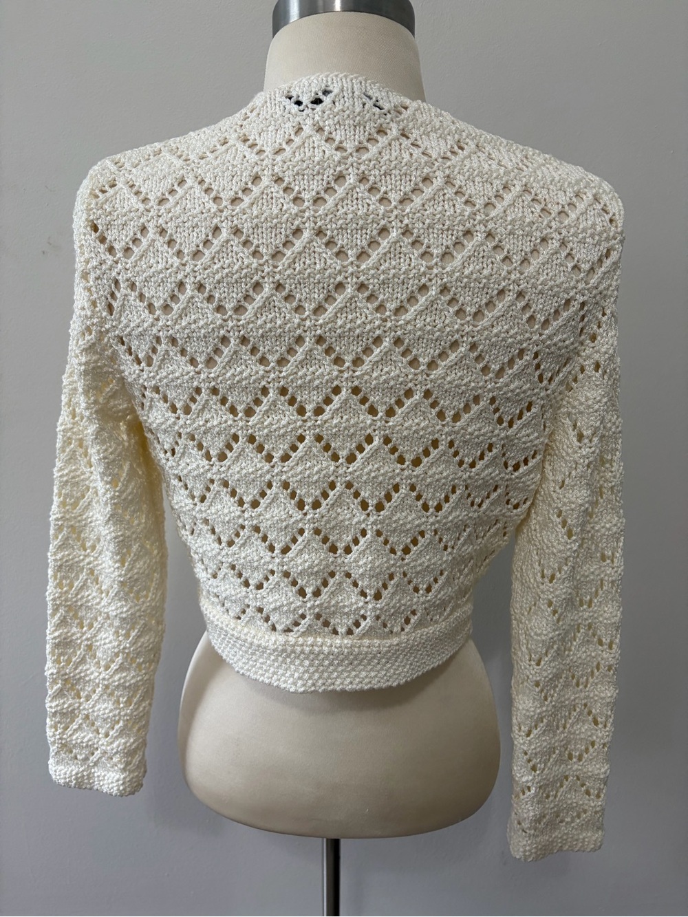 The Limited Y2K Cream Openwork Tie-Front Cardigan S Coquette Fairycore - Picture 6 of 9